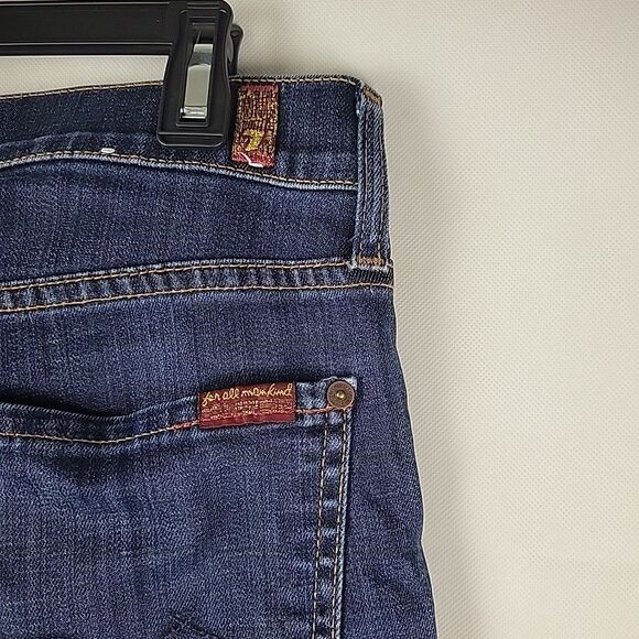 7 For All Mankind Jeans Mens 34x33 Slimmy Blue Denim Slim Straight Dark Wash - Picture 7 of 12